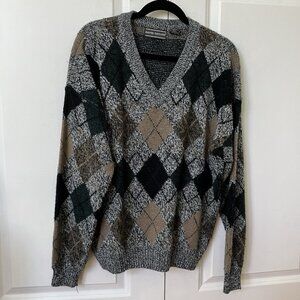 Vintage David Taylor Sweater Mens L Argyle Knit Academia Grandpa Prof Preppy